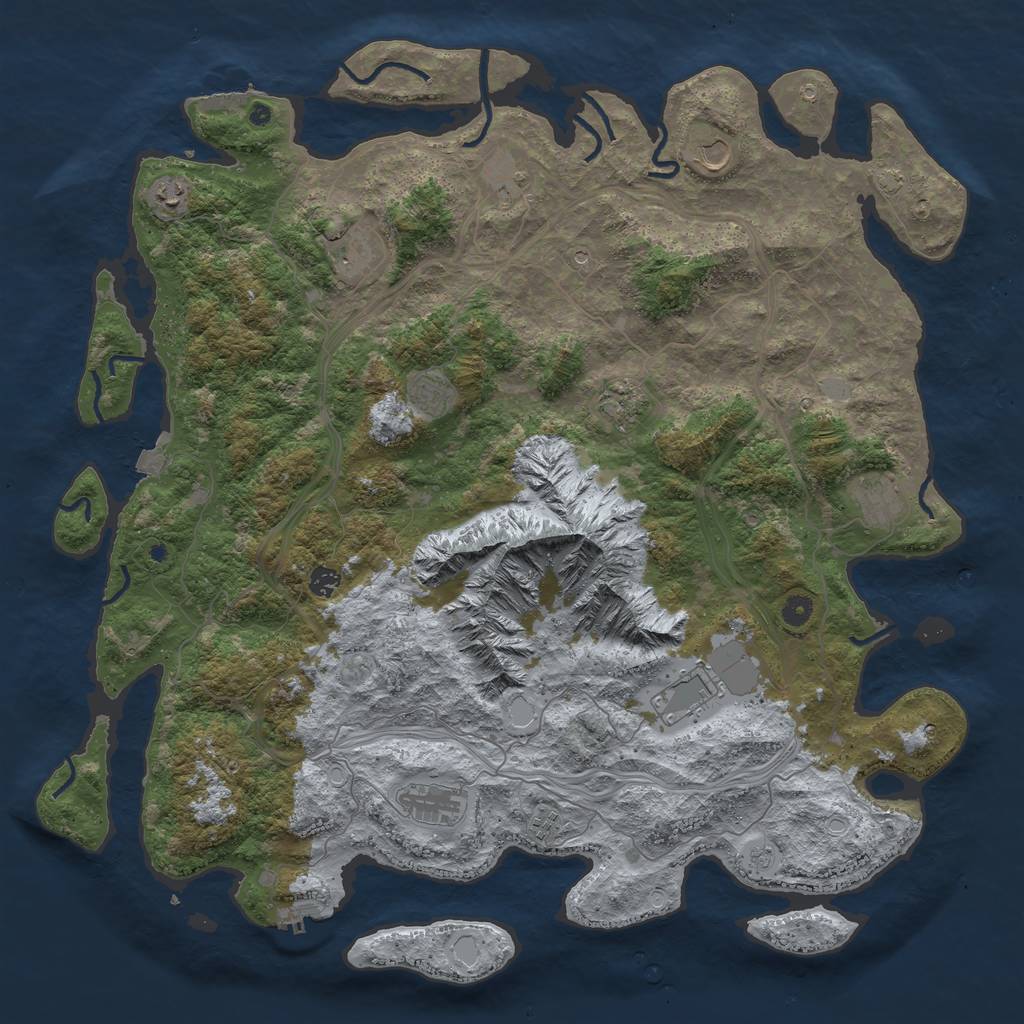 Rust Map: Procedural Map, Size: 5000, Seed: 1193550979, 19 Monuments