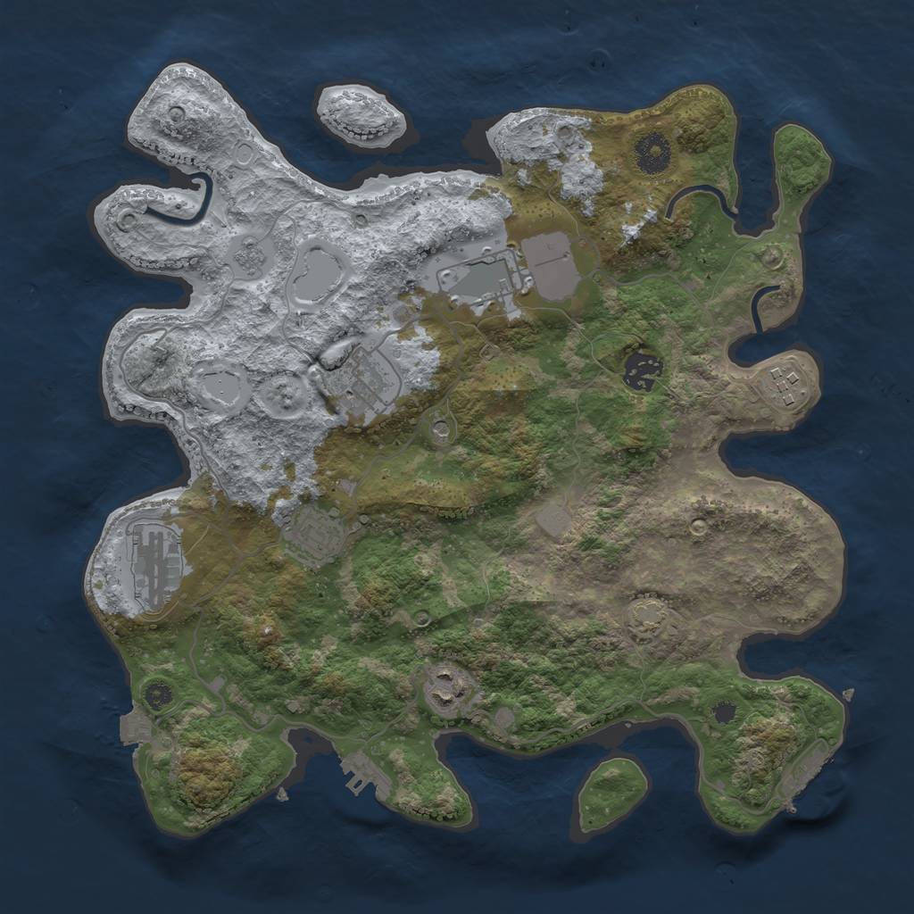 Rust Map: Procedural Map, Size: 3500, Seed: 416227727, 15 Monuments