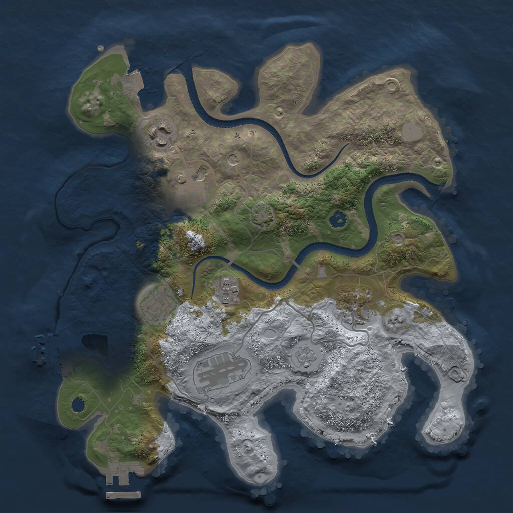 Rust Map: Procedural Map, Size: 3000, Seed: 24393, 12 Monuments