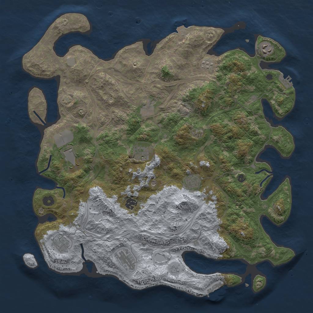 Rust Map: Procedural Map, Size: 4250, Seed: 1246386143, 17 Monuments