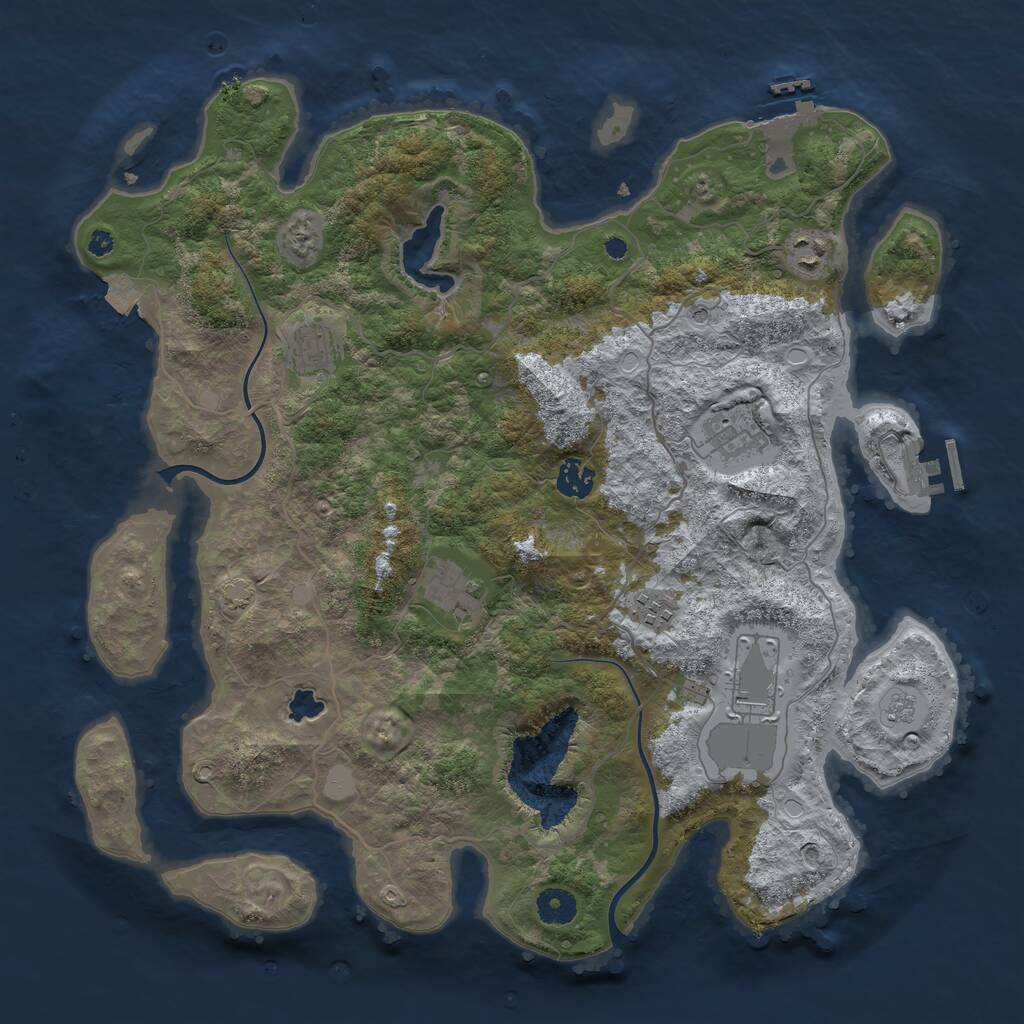 Rust Map: Procedural Map, Size: 4000, Seed: 1131910145, 13 Monuments