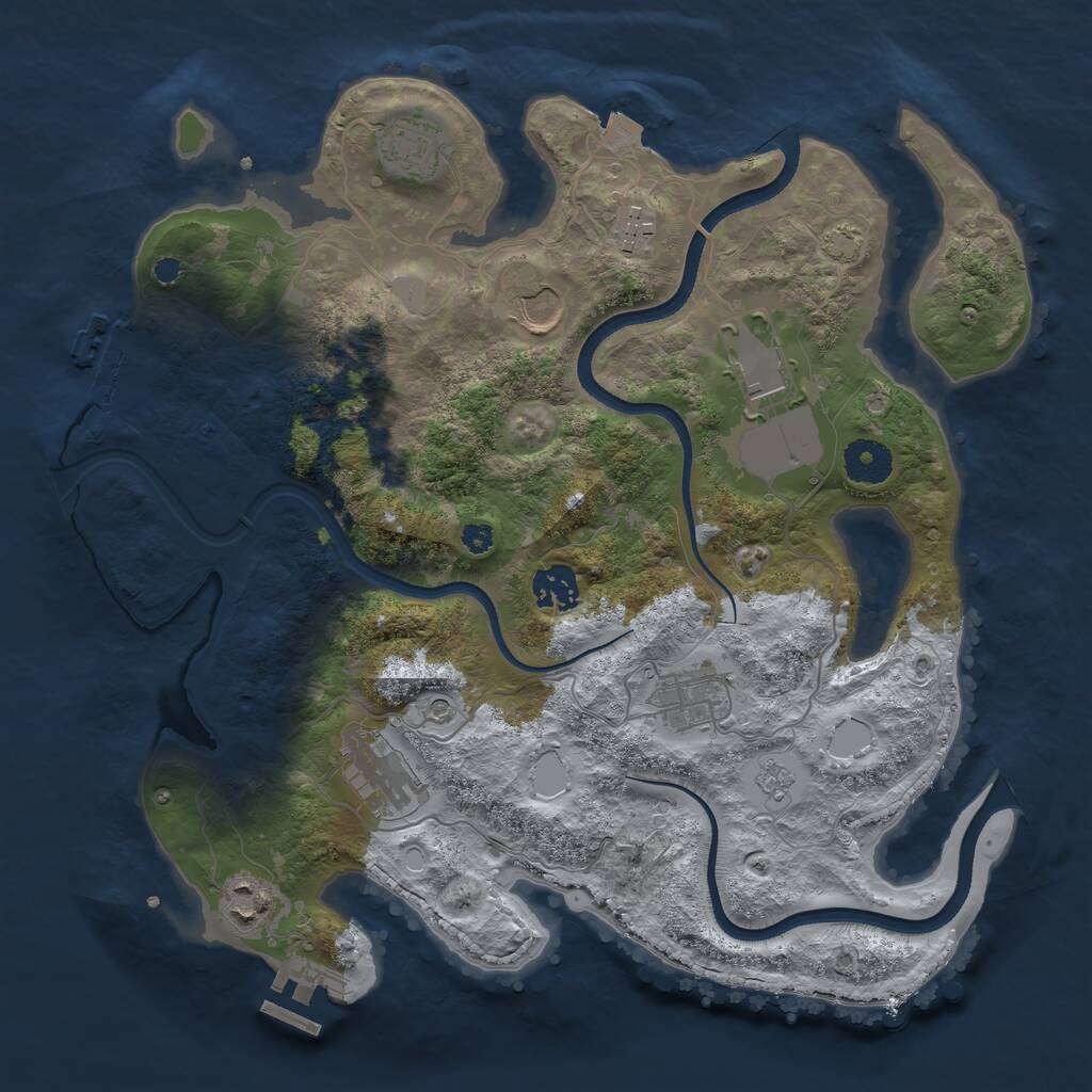 Rust Map: Procedural Map, Size: 3500, Seed: 231394316, 14 Monuments