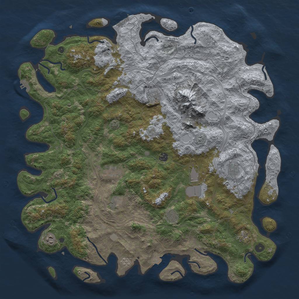 Rust Map: Procedural Map, Size: 5000, Seed: 996458349, 18 Monuments