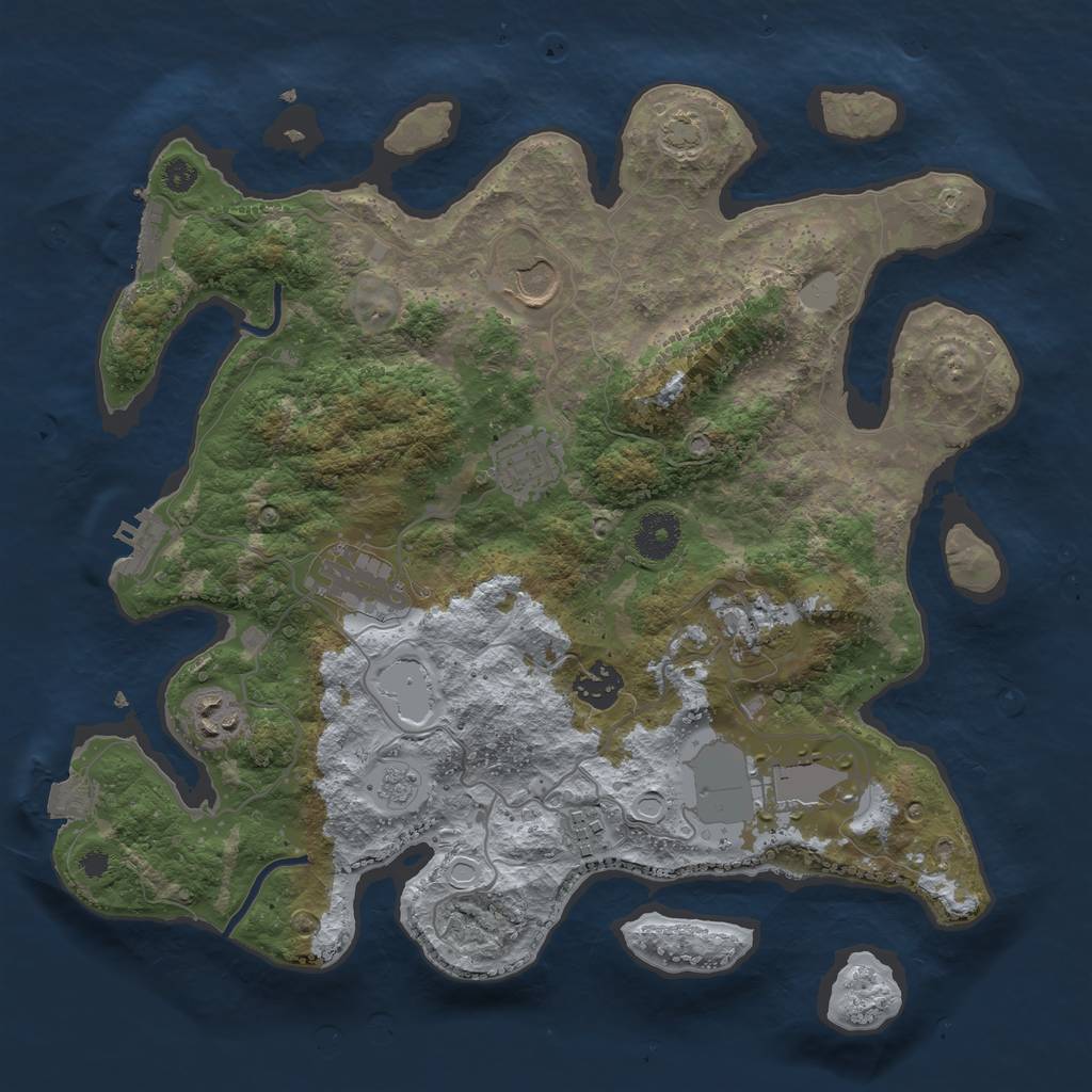 Rust Map: Procedural Map, Size: 3500, Seed: 399288523, 15 Monuments