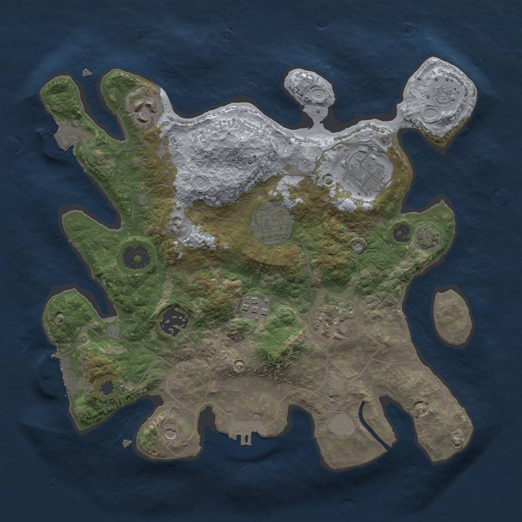Rust Map: Procedural Map, Size: 3000, Seed: 775137245, 14 Monuments