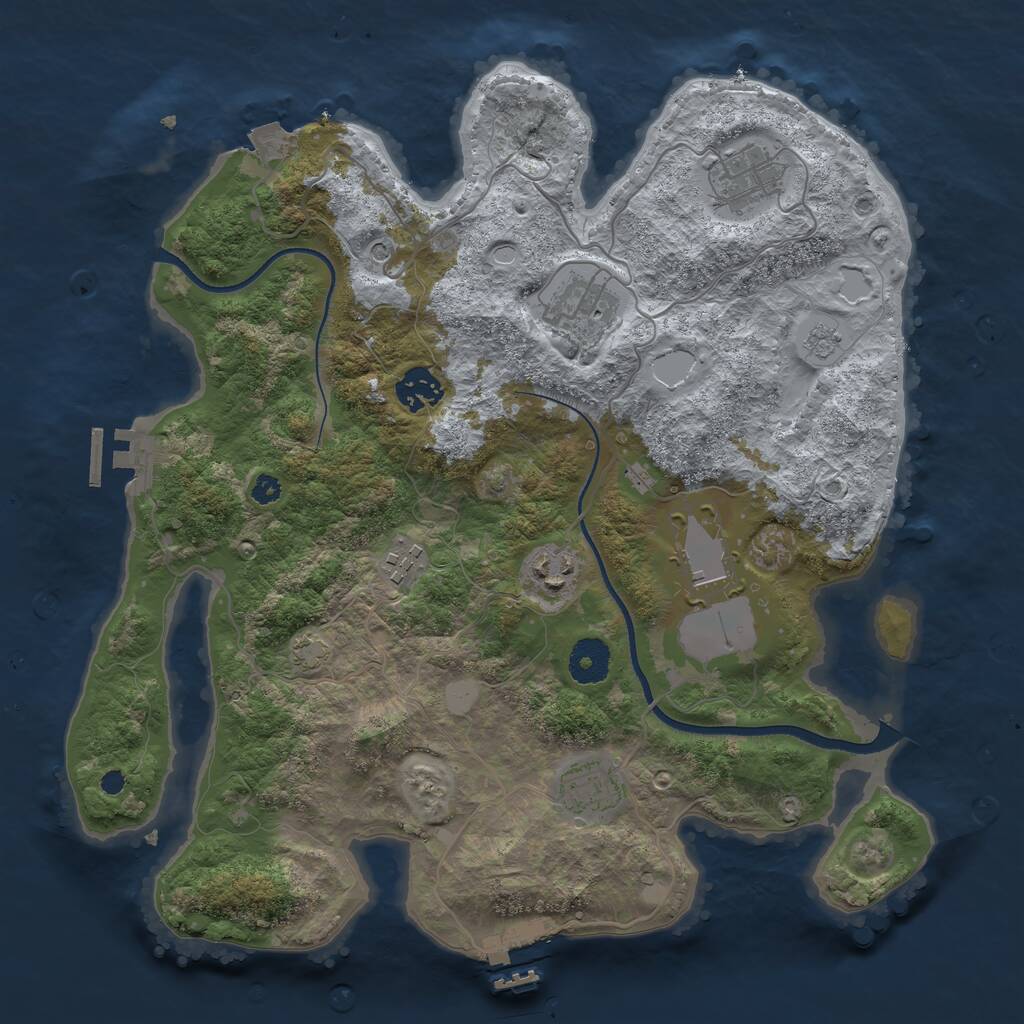 Rust Map: Procedural Map, Size: 3500, Seed: 970258499, 13 Monuments