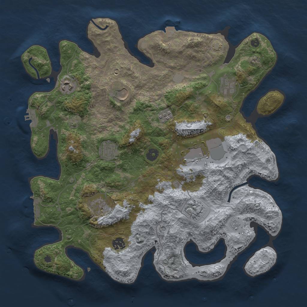 Rust Map: Procedural Map, Size: 3700, Seed: 487062137, 17 Monuments