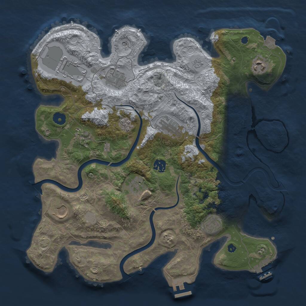 Rust Map: Procedural Map, Size: 3600, Seed: 765580487, 16 Monuments