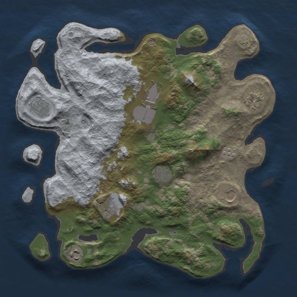 Rust Map: Barren, Size: 3600, Seed: 4138, 12 Monuments