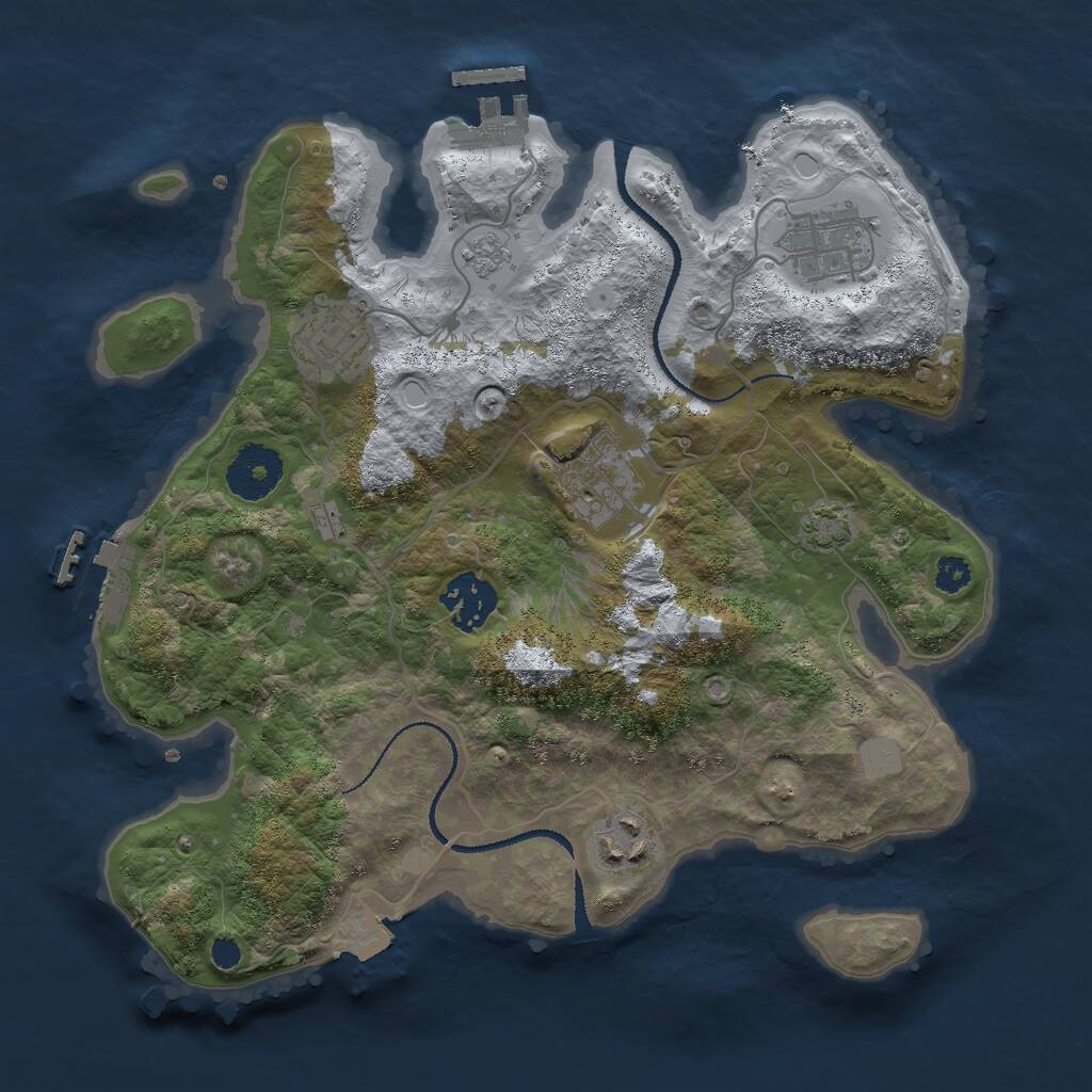 Rust Map: Procedural Map, Size: 3000, Seed: 1723905899, 10 Monuments