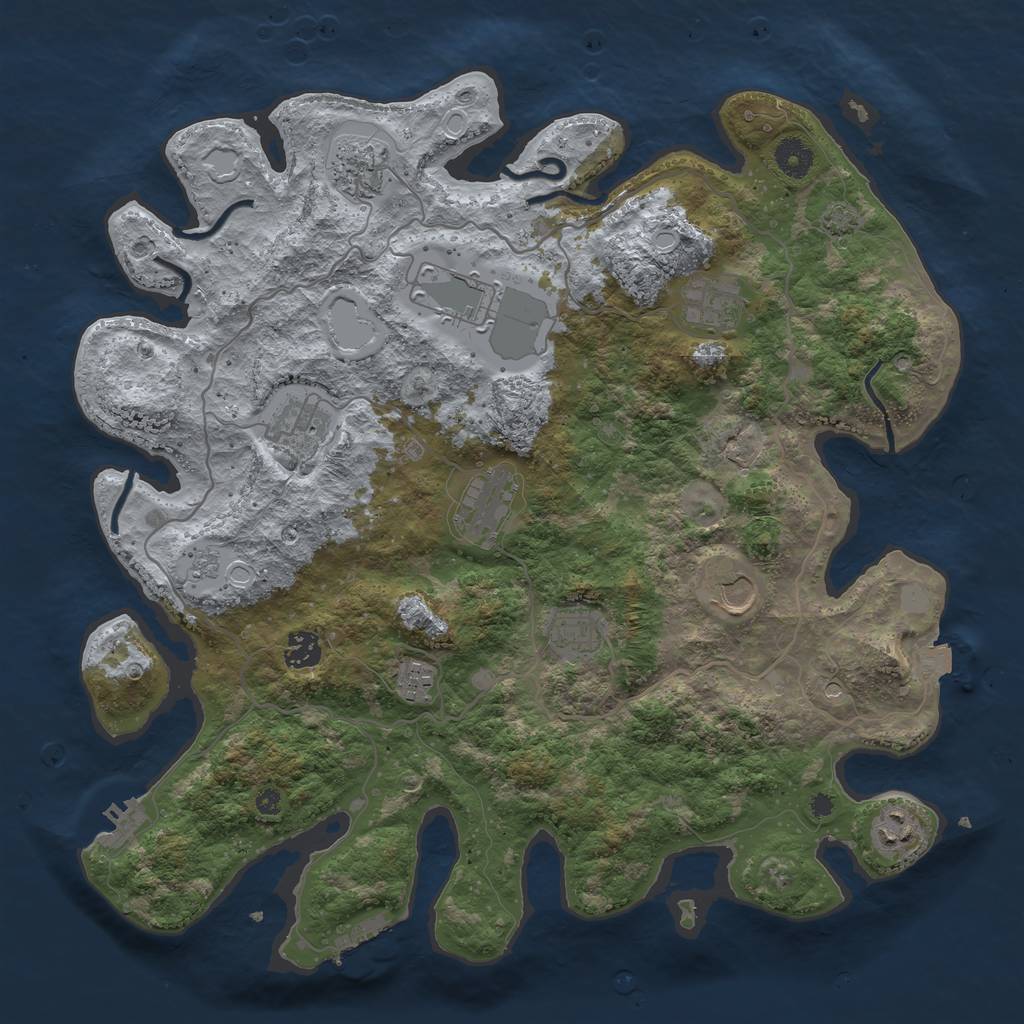 Rust Map: Procedural Map, Size: 4000, Seed: 1014966671, 18 Monuments
