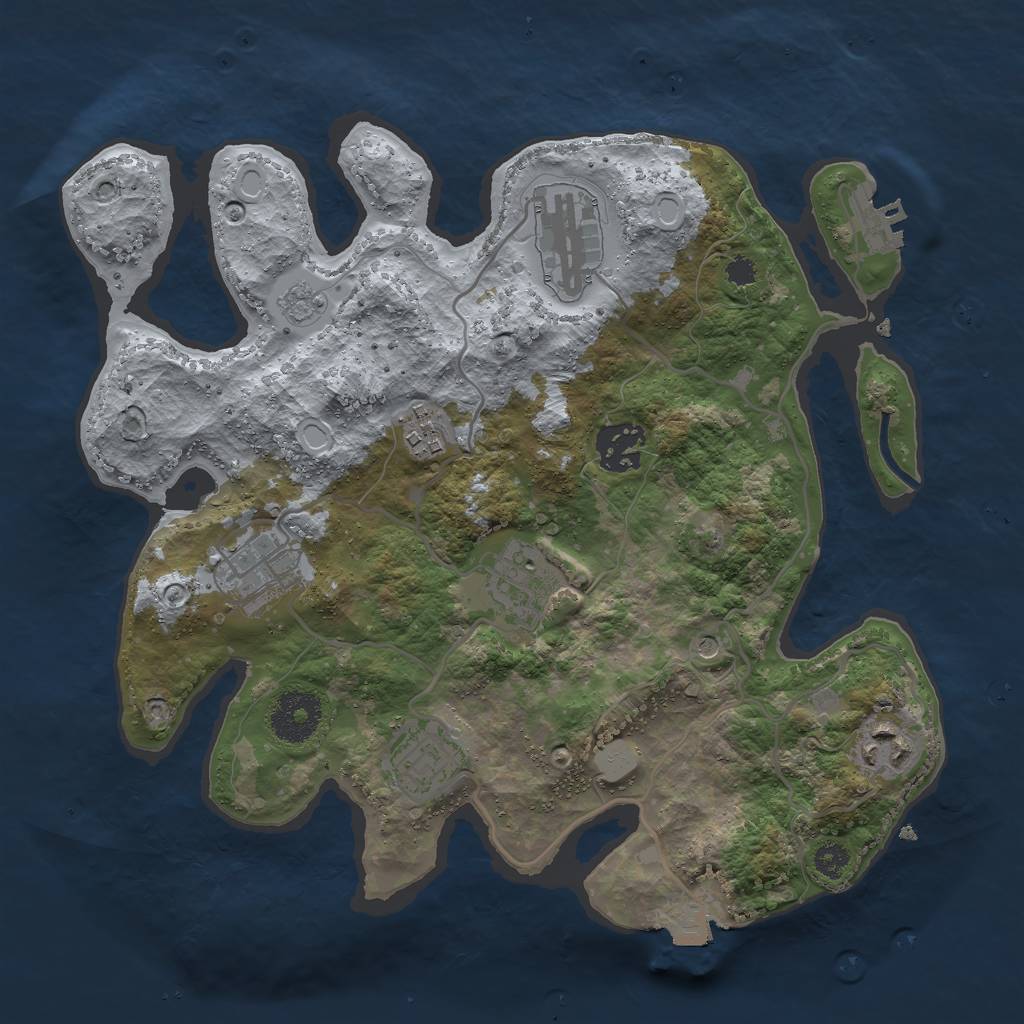 Rust Map: Procedural Map, Size: 3000, Seed: 370956813, 13 Monuments
