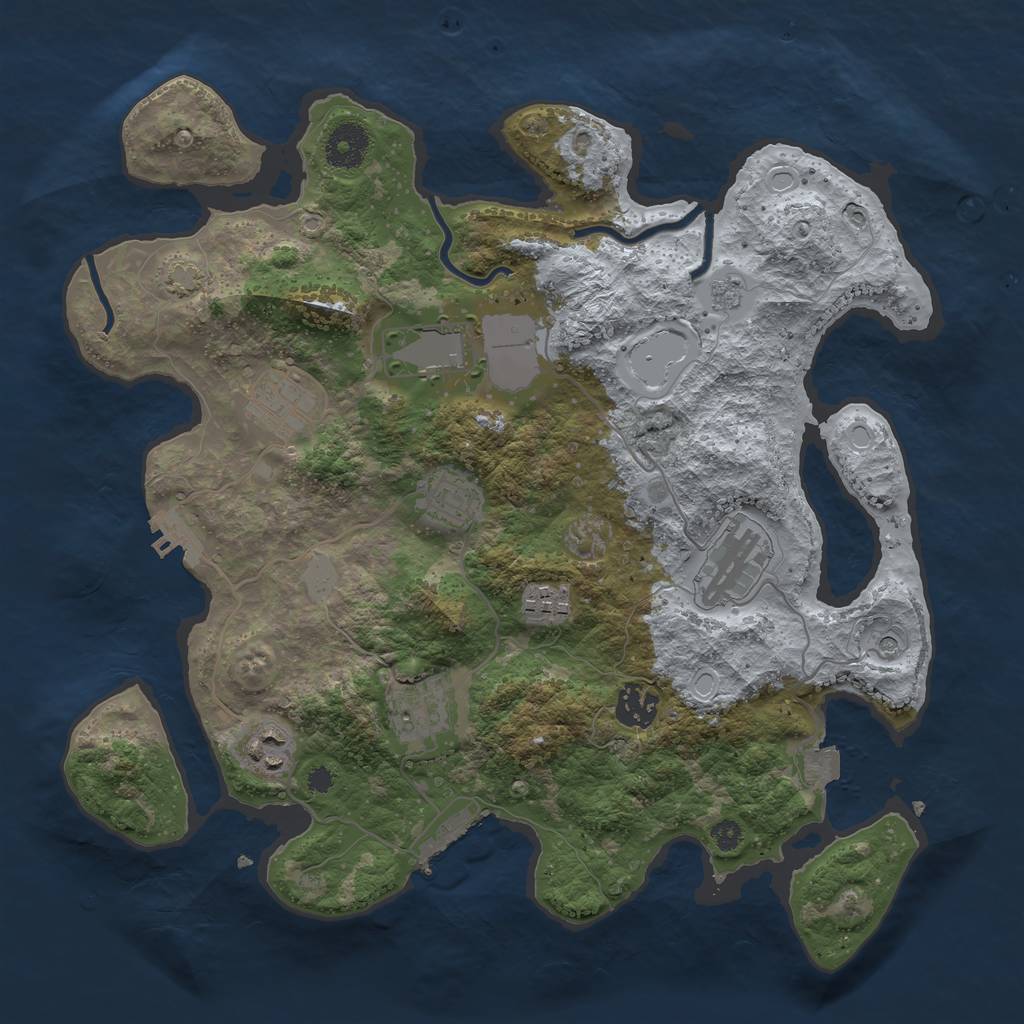 Rust Map: Procedural Map, Size: 3500, Seed: 1039807226, 16 Monuments