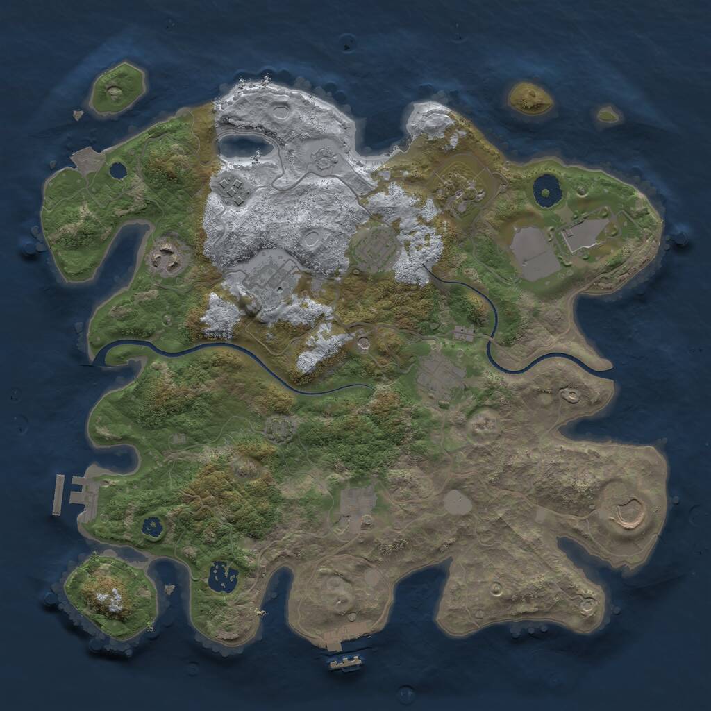 Rust Map: Procedural Map, Size: 3500, Seed: 243032941, 16 Monuments