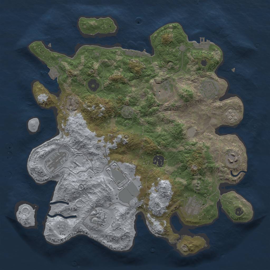 Rust Map: Procedural Map, Size: 3500, Seed: 66519504, 17 Monuments