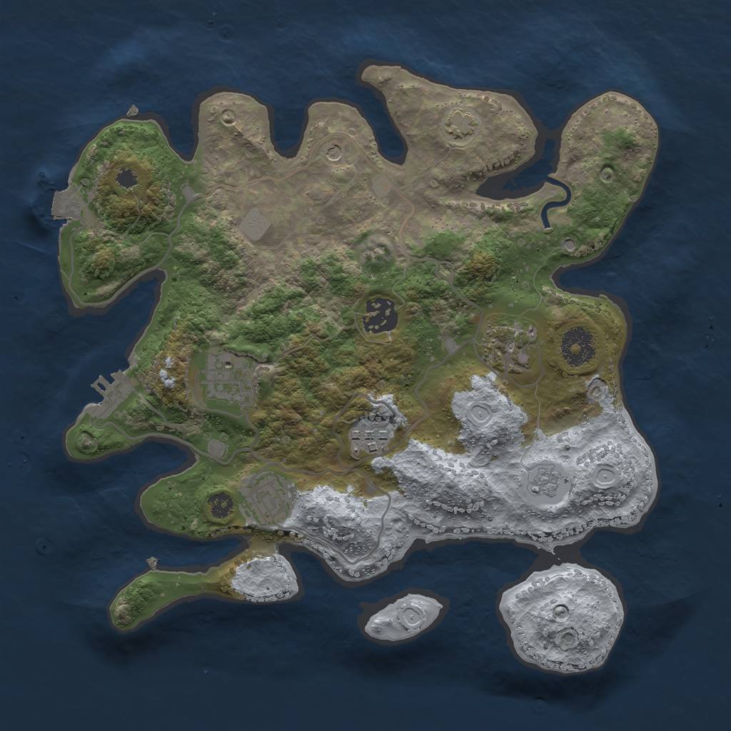 Rust Map: Procedural Map, Size: 3000, Seed: 72559, 12 Monuments