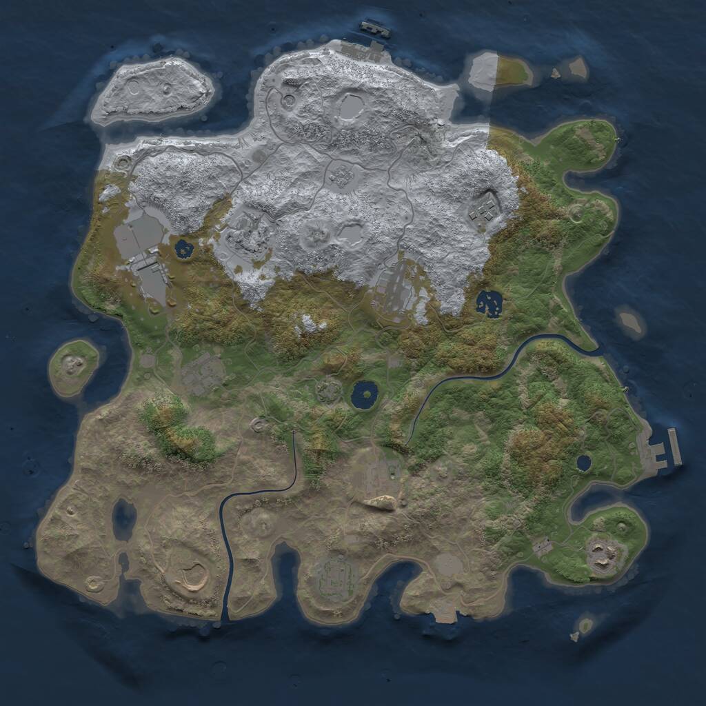 Rust Map: Procedural Map, Size: 3800, Seed: 1676472461, 16 Monuments