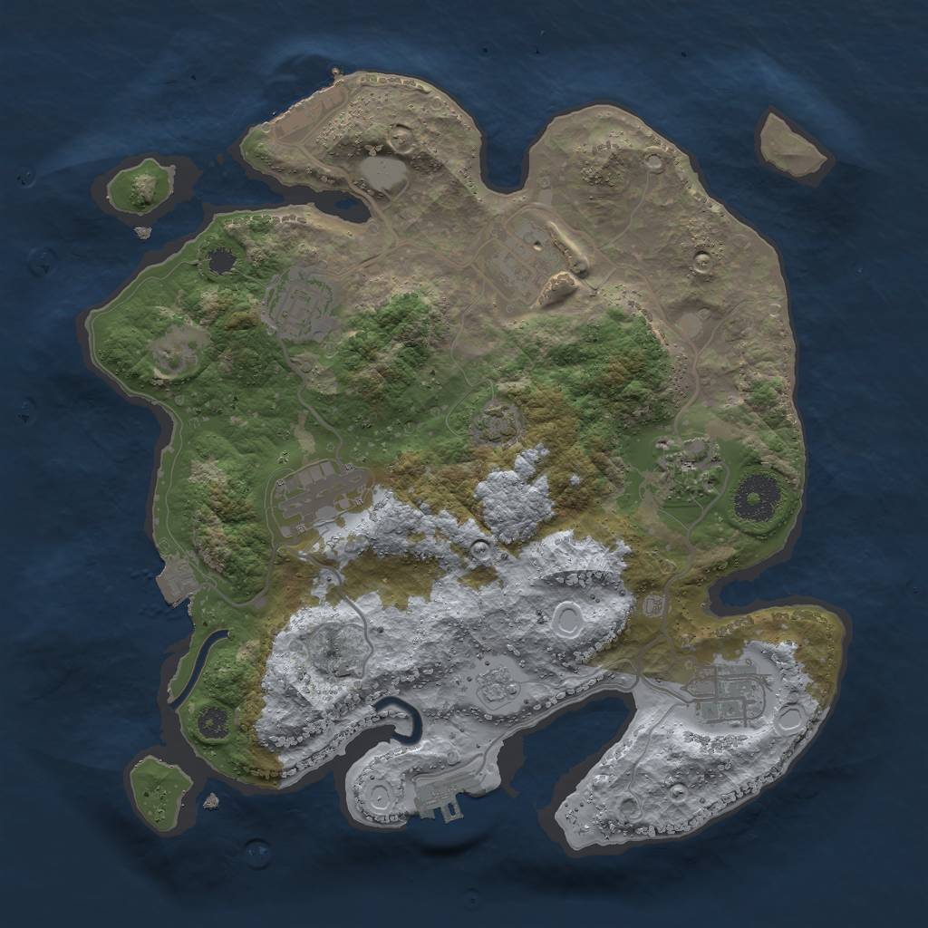 Rust Map: Procedural Map, Size: 3000, Seed: 1628354664, 12 Monuments