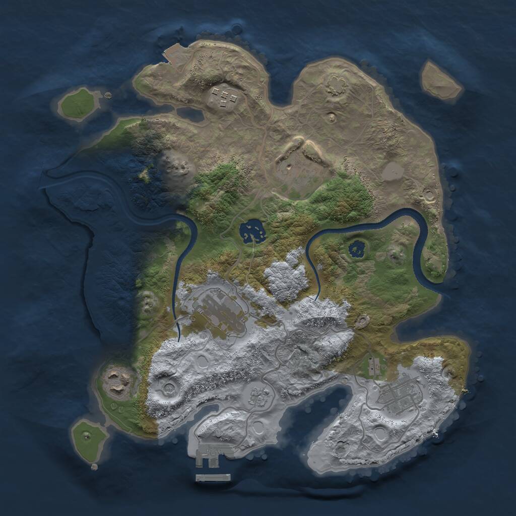 Rust Map: Procedural Map, Size: 3000, Seed: 1628354664, 11 Monuments