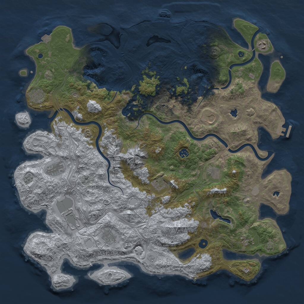 Rust Map: Procedural Map, Size: 5000, Seed: 692704369, 17 Monuments