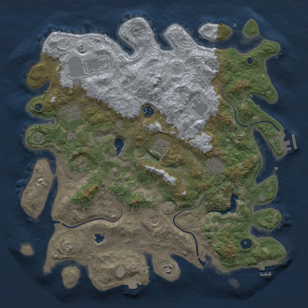 Rust Map: Procedural Map, Size: 4166, Seed: 1377, 16 Monuments