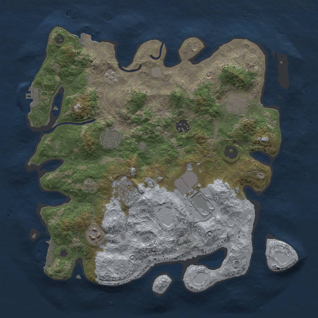 Rust Map: Procedural Map, Size: 3500, Seed: 201029606, 15 Monuments