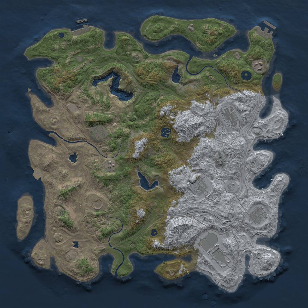 Rust Map: Procedural Map, Size: 4500, Seed: 1285287495, 15 Monuments