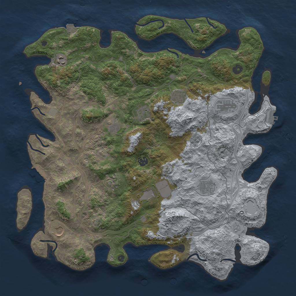 Rust Map: Procedural Map, Size: 4500, Seed: 1285287495, 19 Monuments