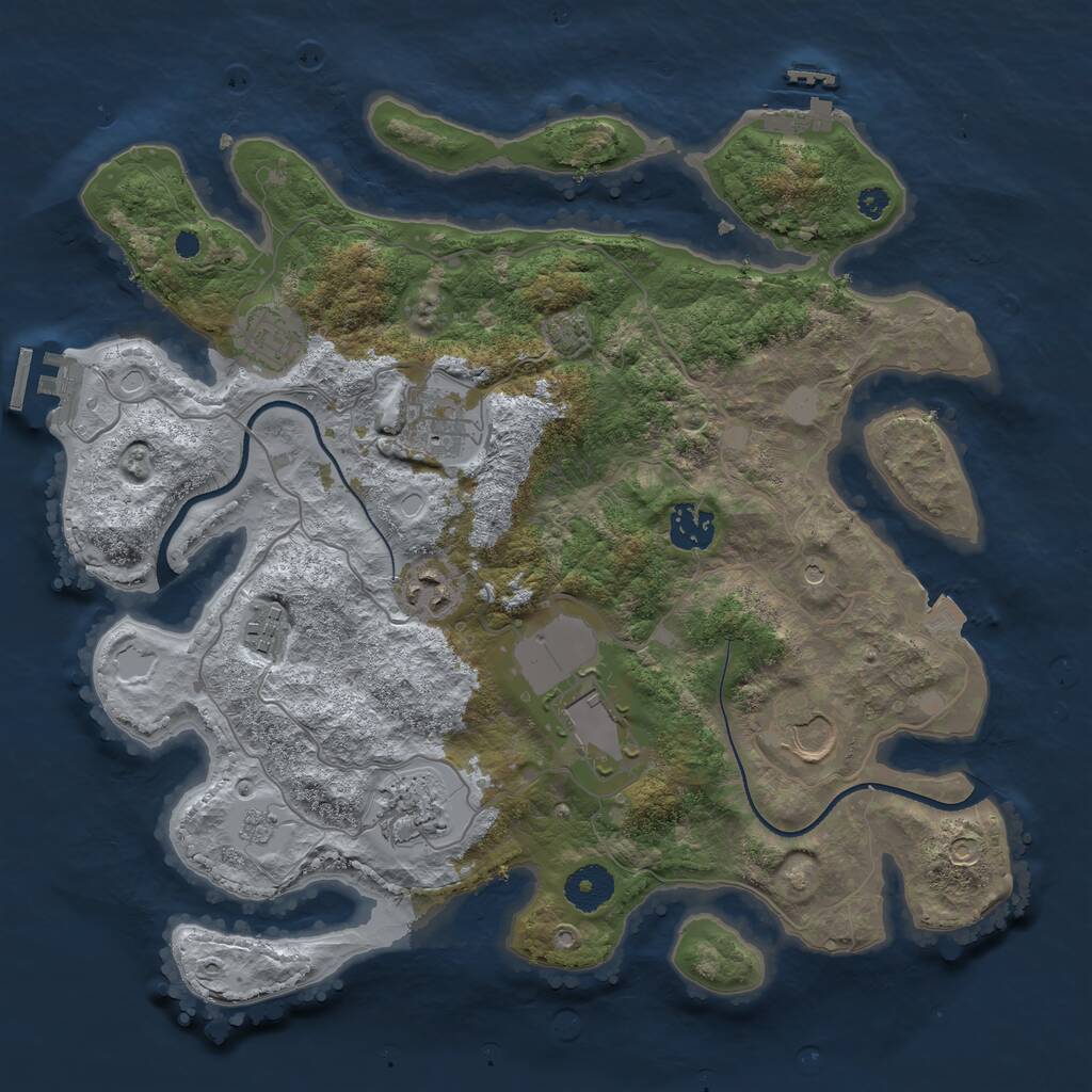 Rust Map: Procedural Map, Size: 3500, Seed: 8202303, 14 Monuments