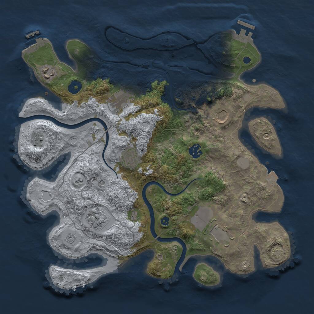 Rust Map: Procedural Map, Size: 3500, Seed: 8202303, 14 Monuments