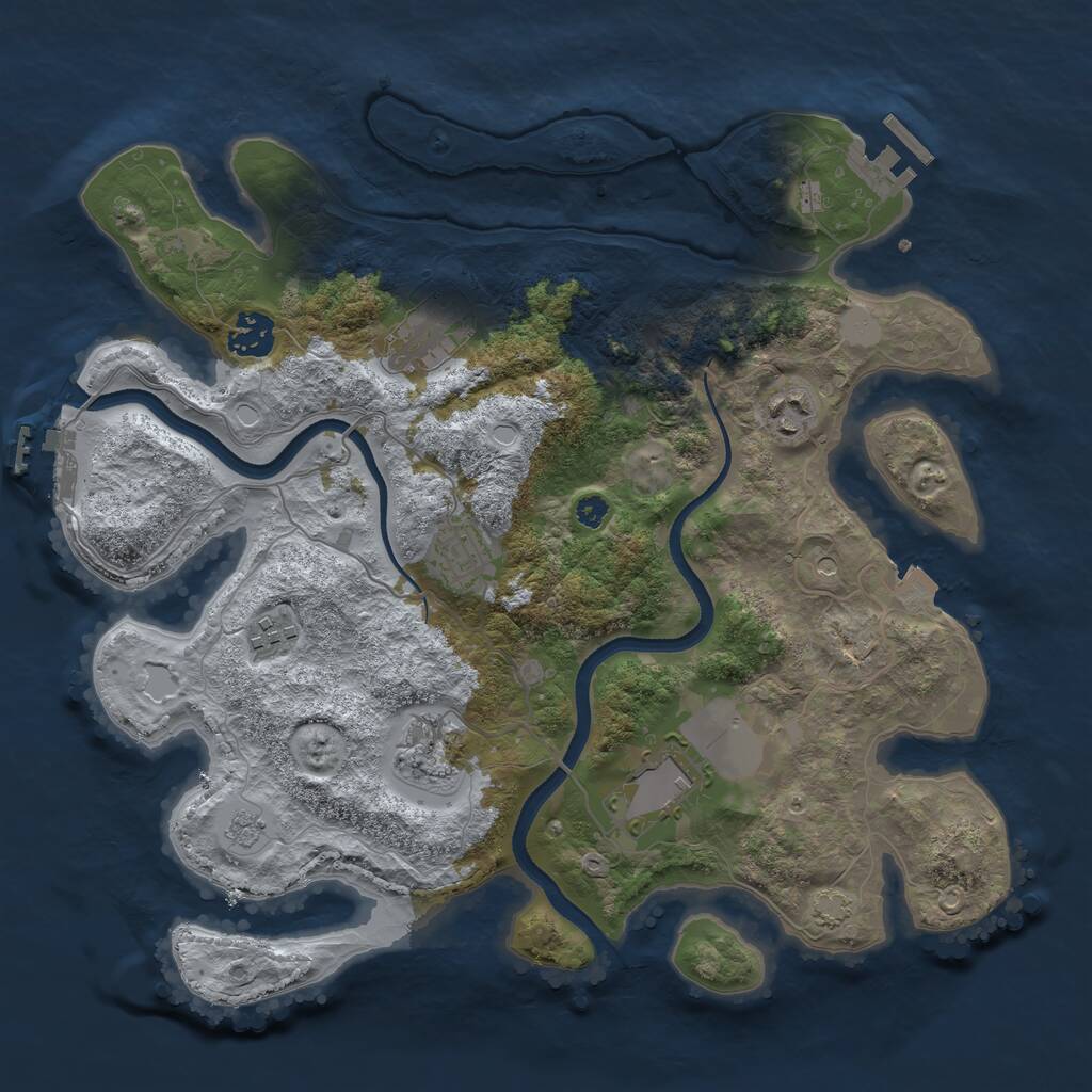 Rust Map: Procedural Map, Size: 3500, Seed: 8202303, 13 Monuments