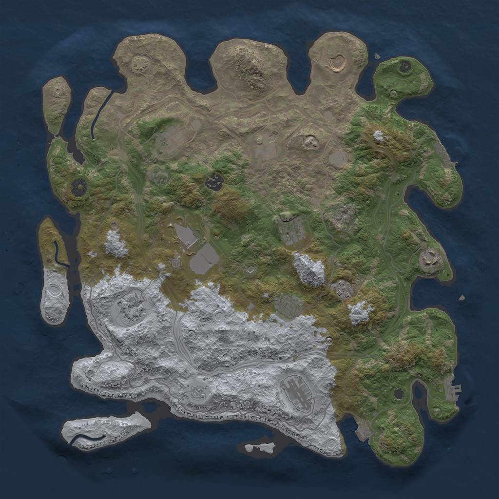 Rust Map: Procedural Map, Size: 4250, Seed: 710422467, 19 Monuments