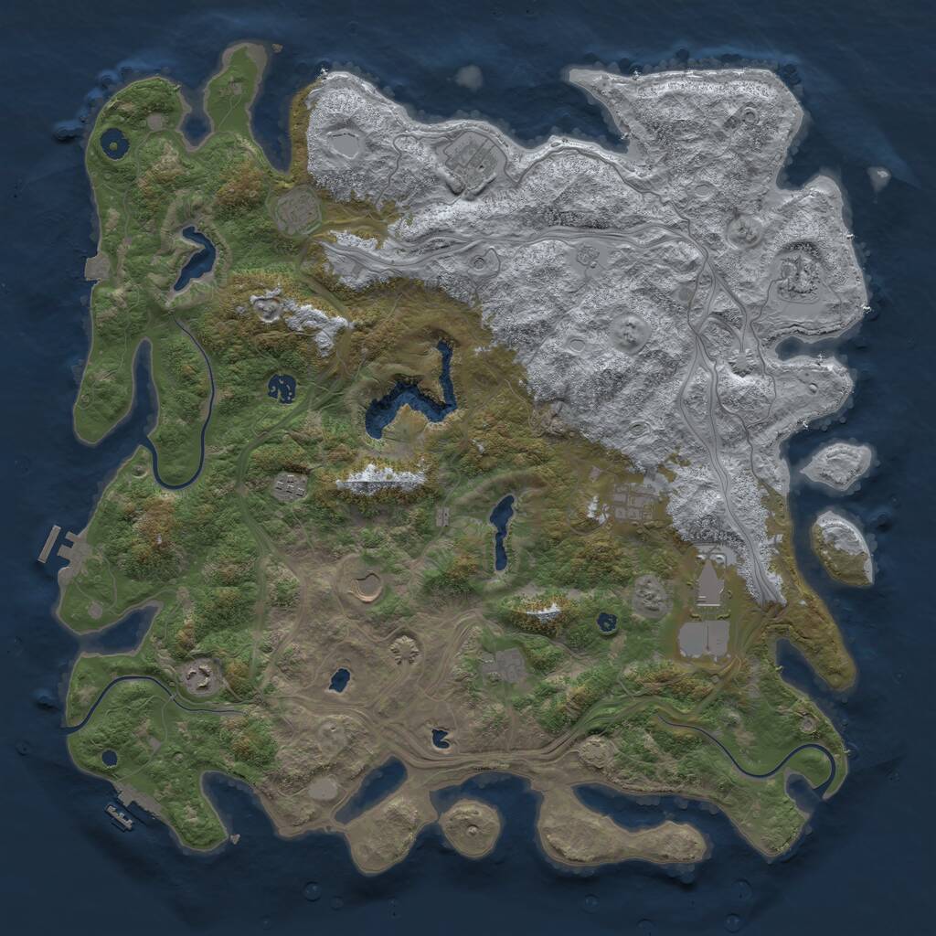 Rust Map: Procedural Map, Size: 4800, Seed: 1964719278, 16 Monuments