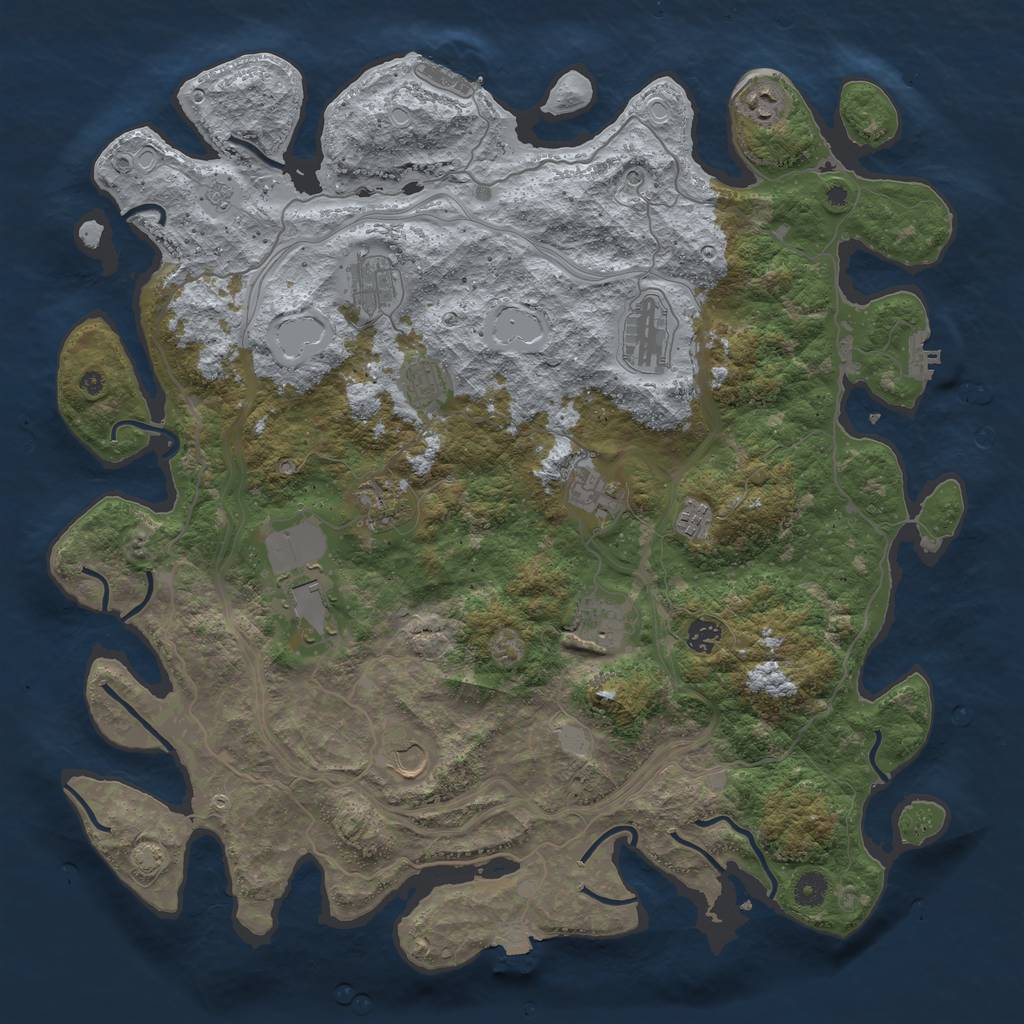 Rust Map: Procedural Map, Size: 4500, Seed: 1133762242, 19 Monuments