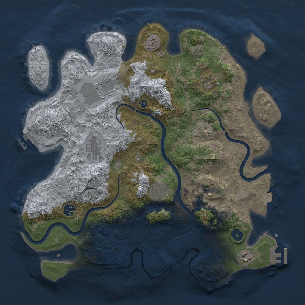 Rust Map: Procedural Map, Size: 3850, Seed: 1144050048, 14 Monuments
