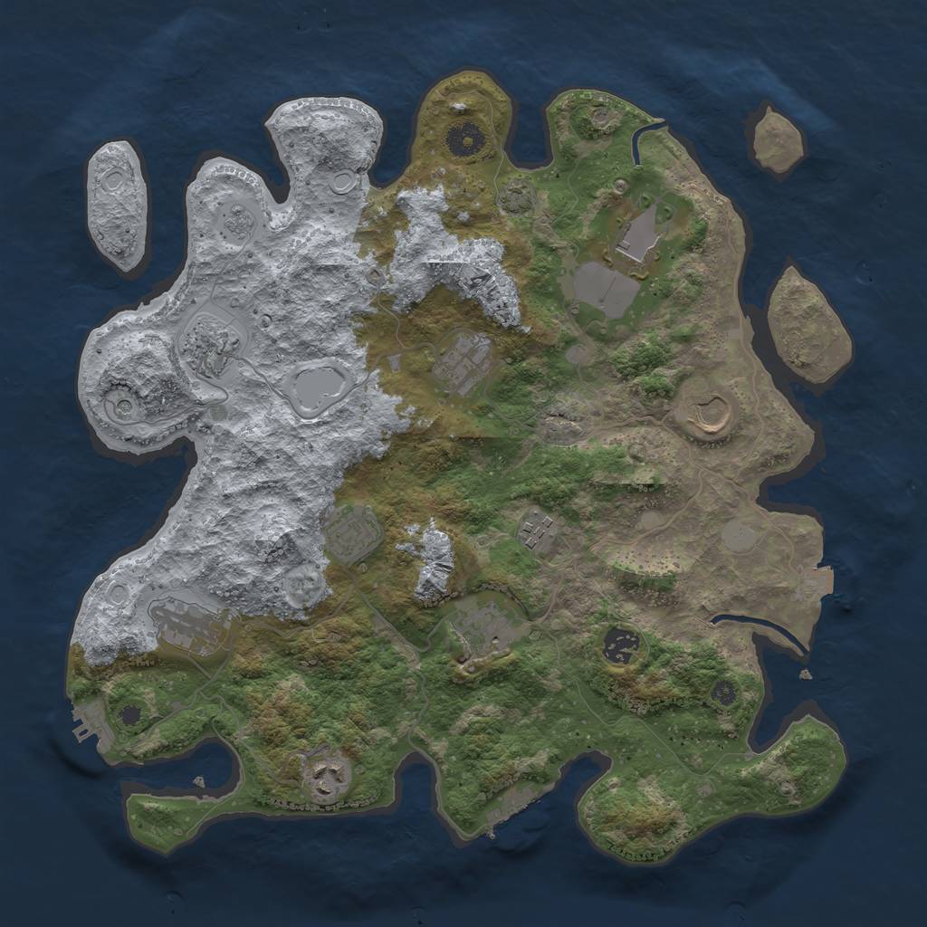 Rust Map: Procedural Map, Size: 3850, Seed: 1144050048, 18 Monuments