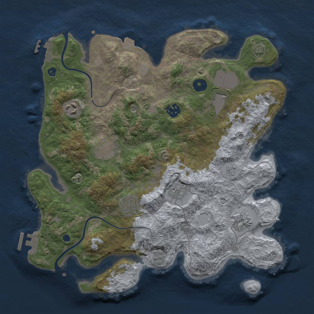 Rust Map: Procedural Map, Size: 3500, Seed: 184627450, 14 Monuments