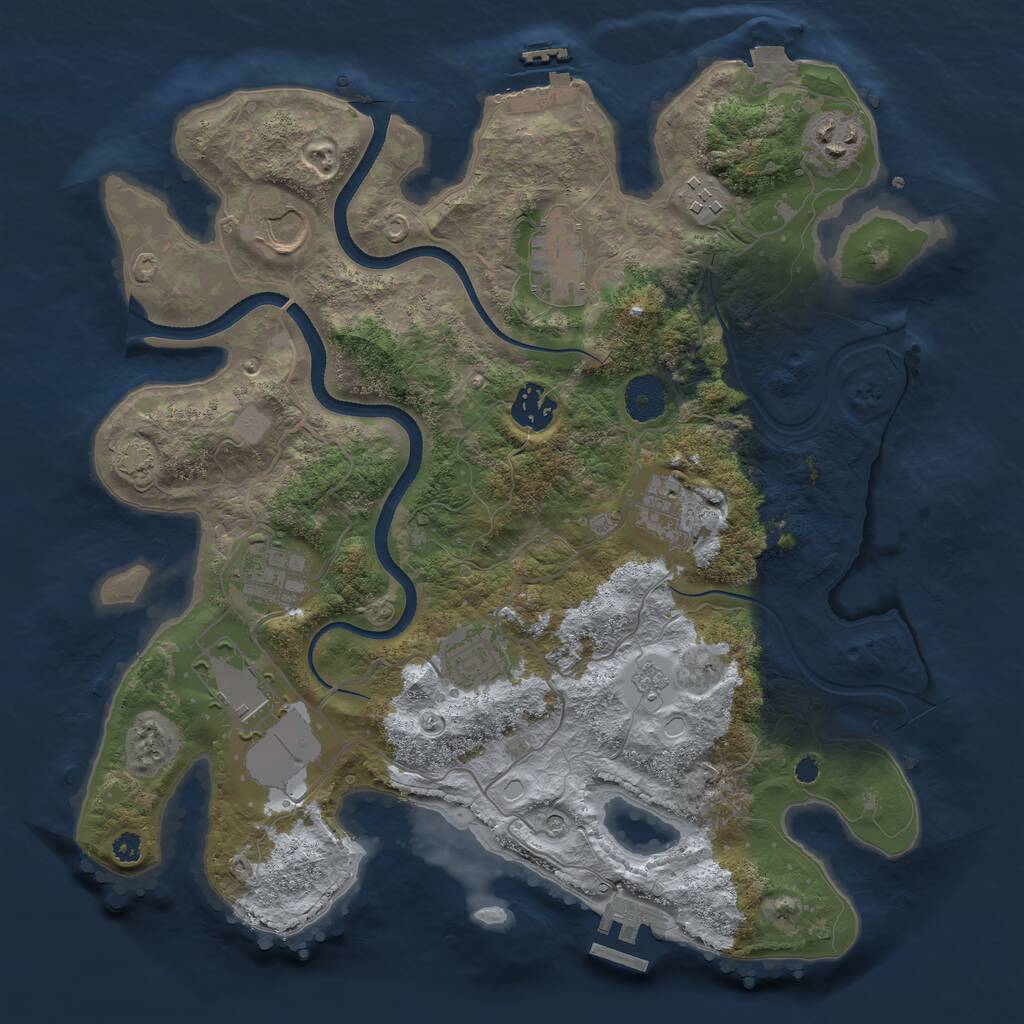Rust Map: Procedural Map, Size: 3500, Seed: 1070580300, 15 Monuments