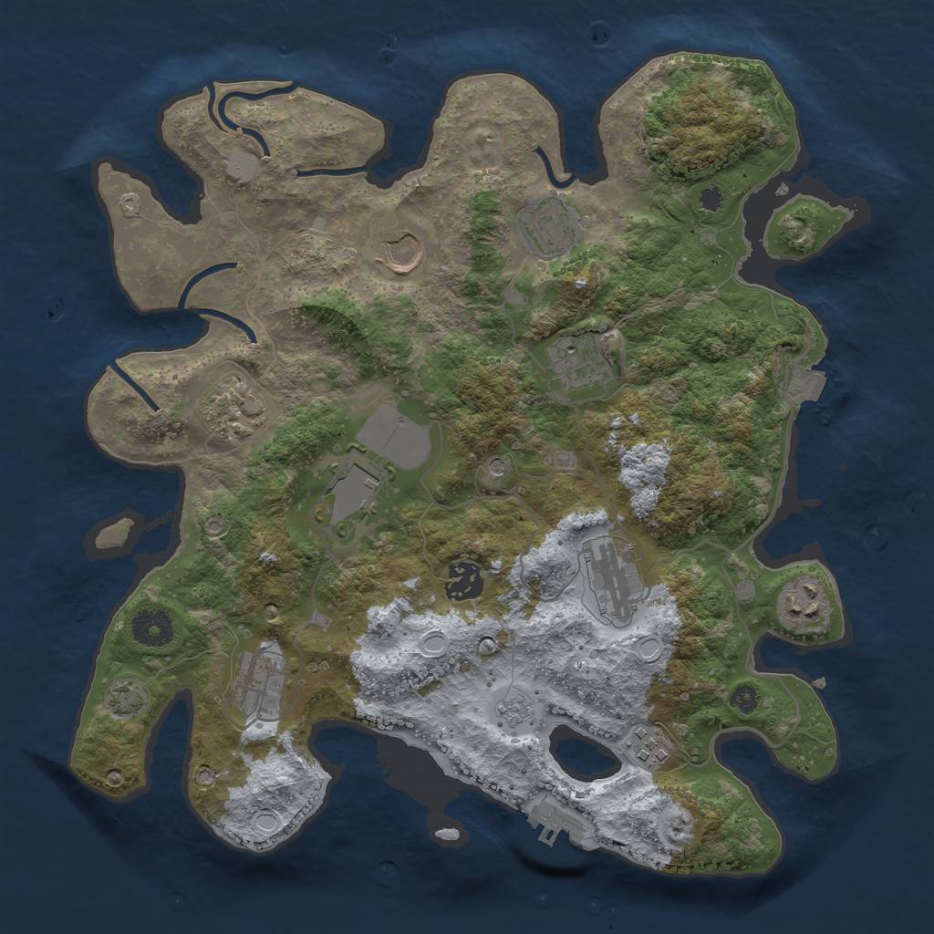 Rust Map: Procedural Map, Size: 3500, Seed: 1070580300, 17 Monuments