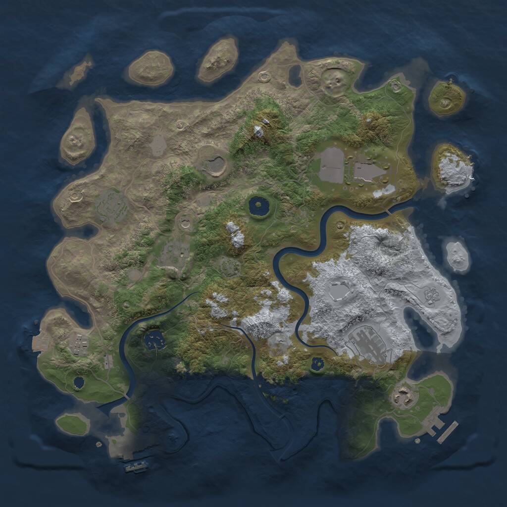Rust Map: Procedural Map, Size: 3750, Seed: 389676480, 14 Monuments