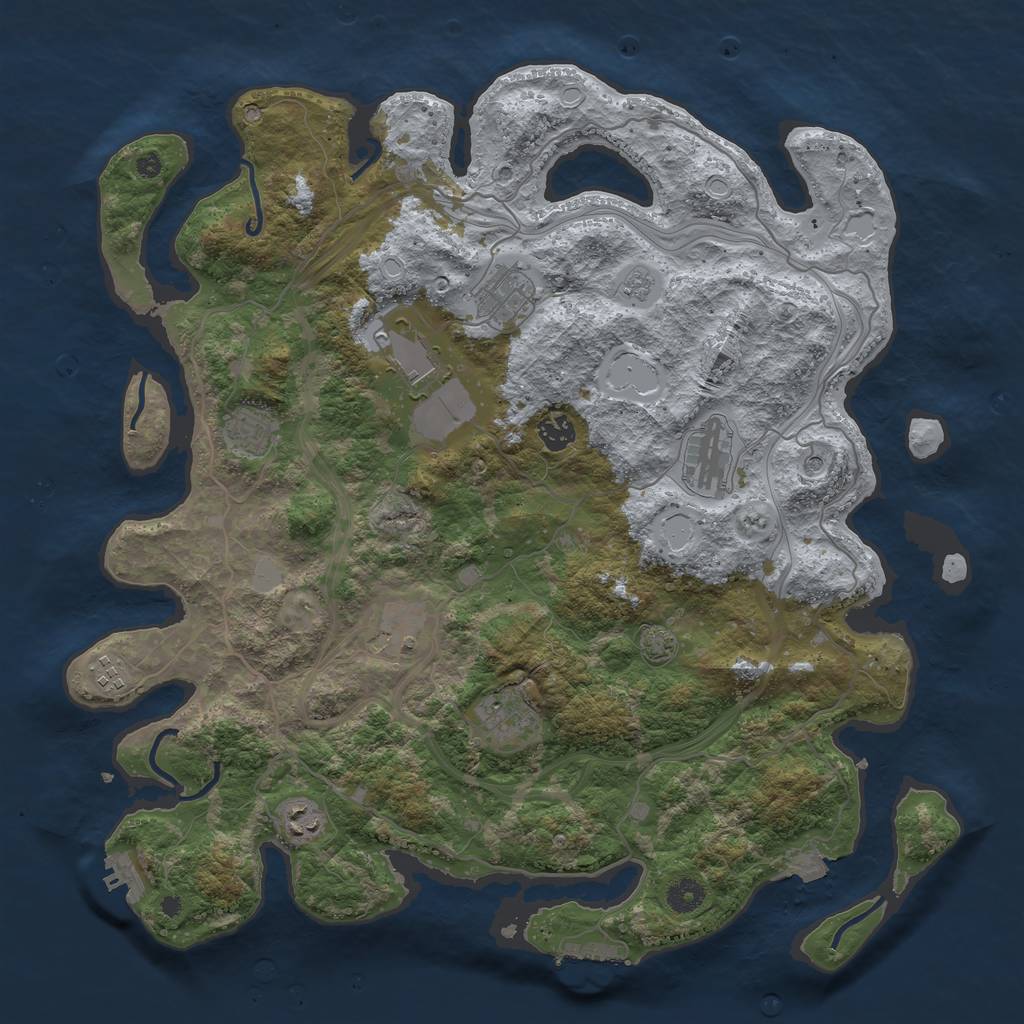 Rust Map: Procedural Map, Size: 4250, Seed: 309530576, 17 Monuments