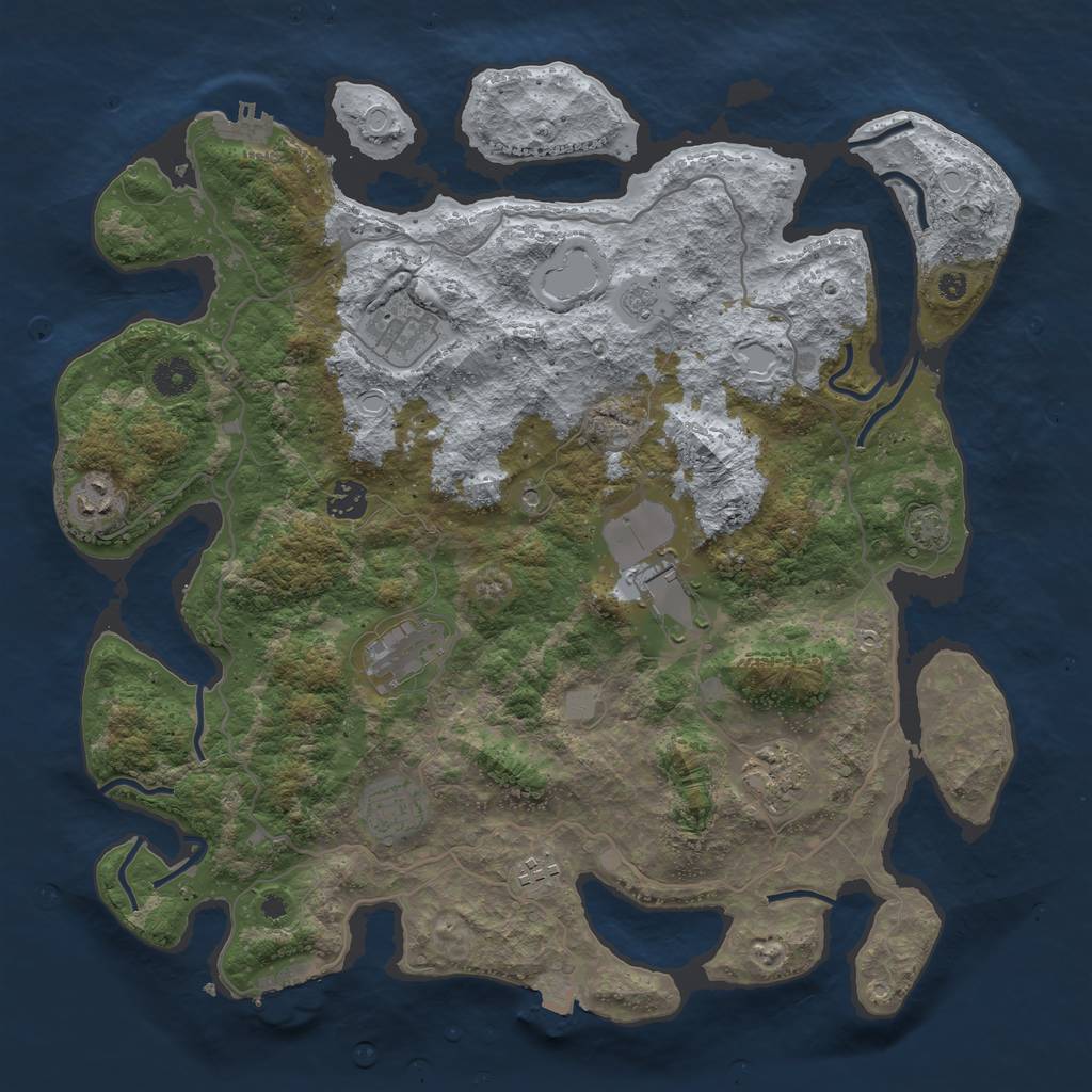 Rust Map: Procedural Map, Size: 4000, Seed: 618736758, 16 Monuments