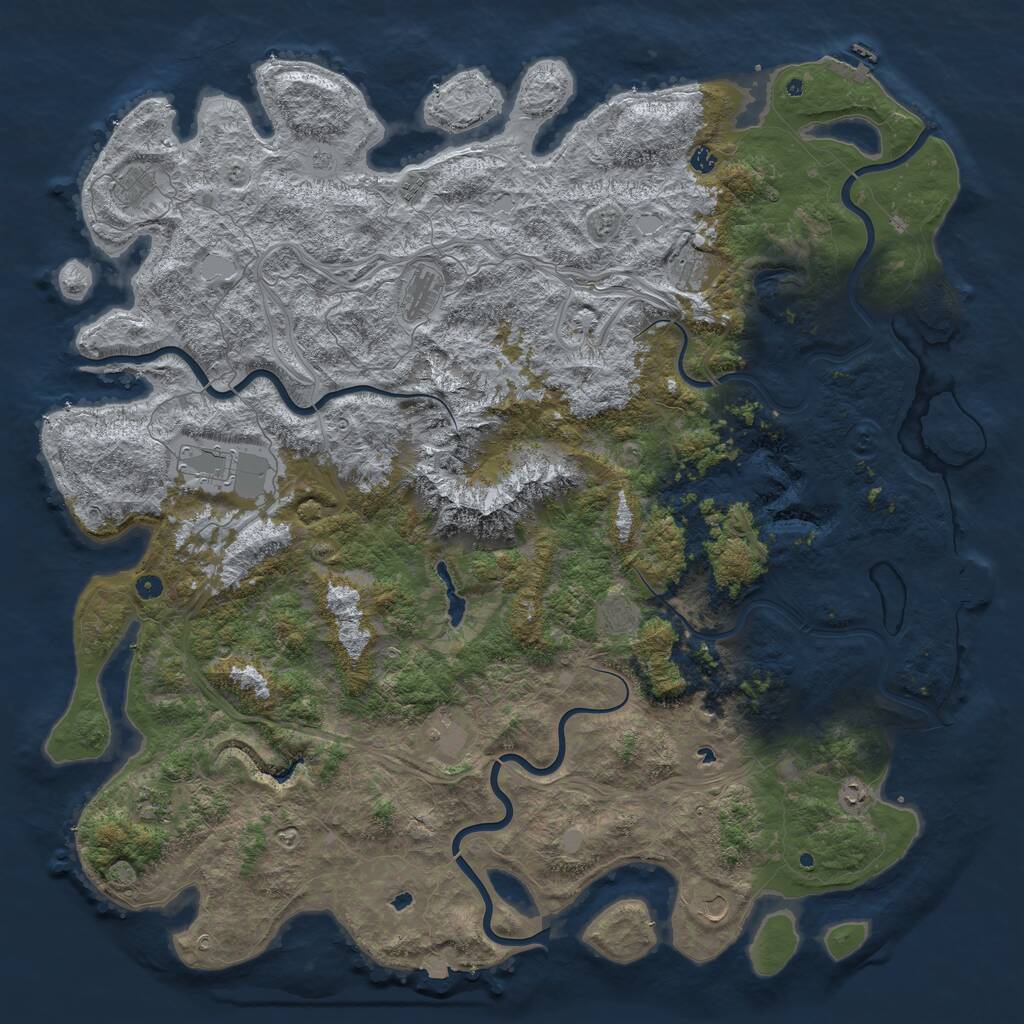 Rust Map: Procedural Map, Size: 6000, Seed: 1405523848, 17 Monuments