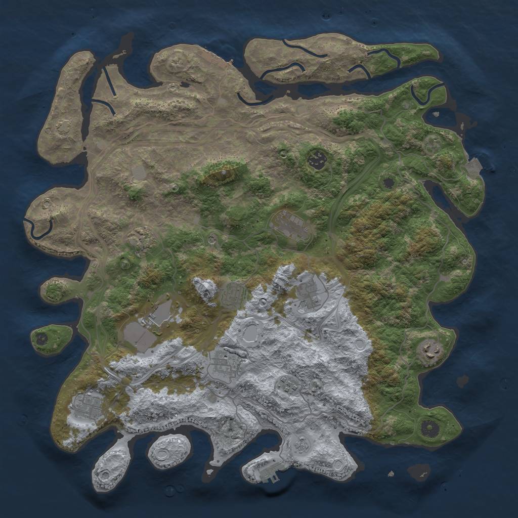 Rust Map: Procedural Map, Size: 4250, Seed: 863819269, 18 Monuments