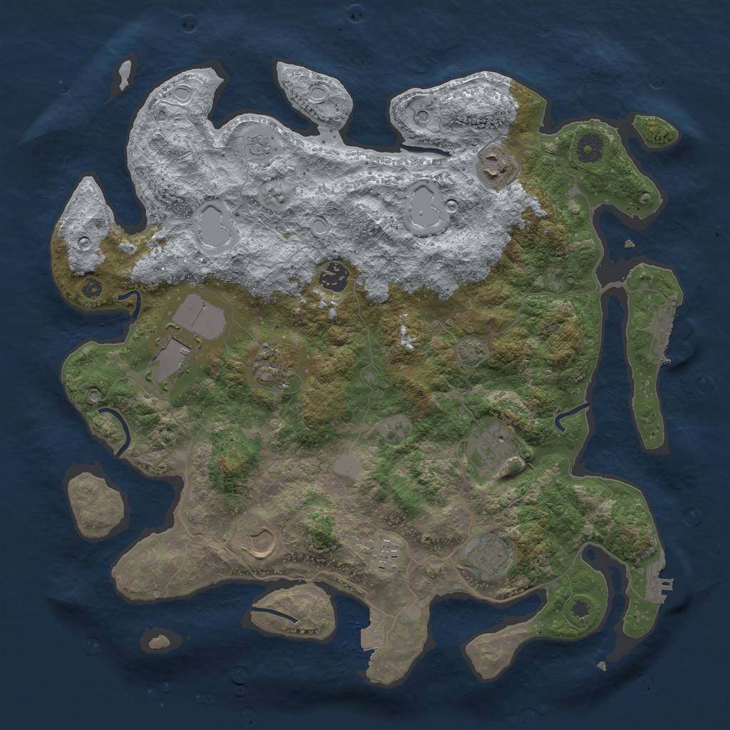 Rust Map: Procedural Map, Size: 3800, Seed: 312, 16 Monuments