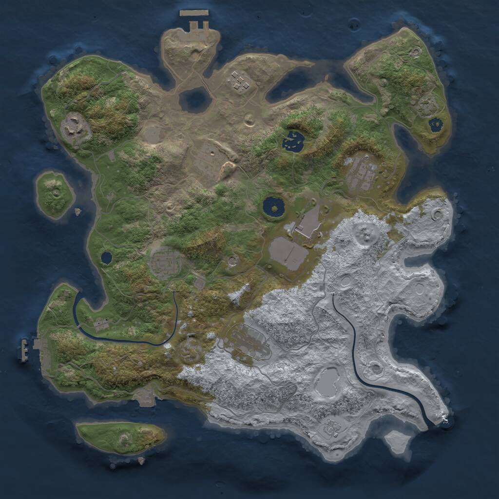 Rust Map: Procedural Map, Size: 3500, Seed: 4123432, 14 Monuments