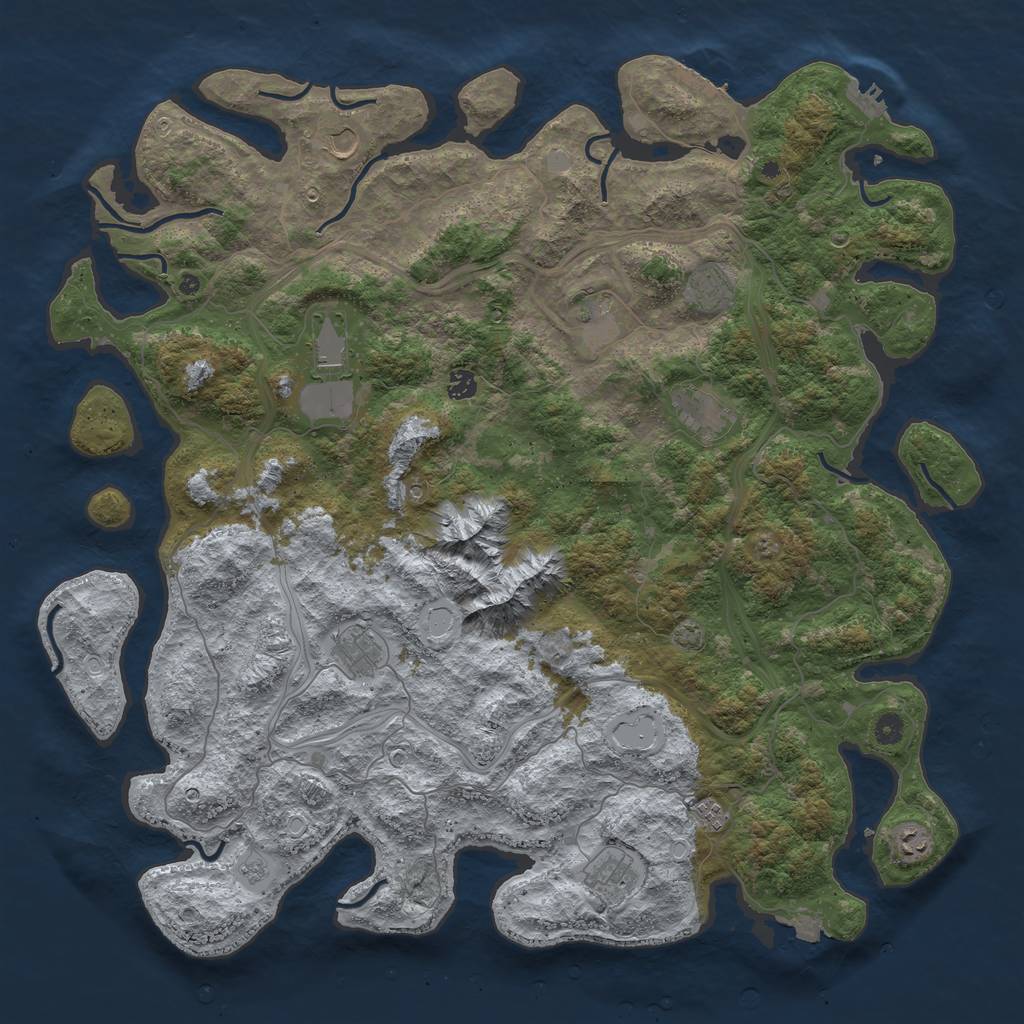 Rust Map: Procedural Map, Size: 5000, Seed: 1321, 18 Monuments