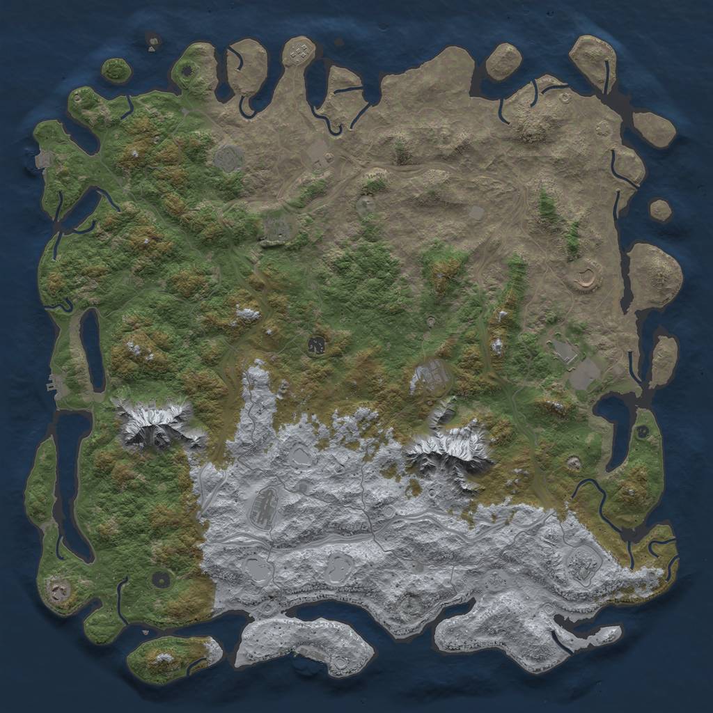 Rust Map: Procedural Map, Size: 6000, Seed: 803, 19 Monuments