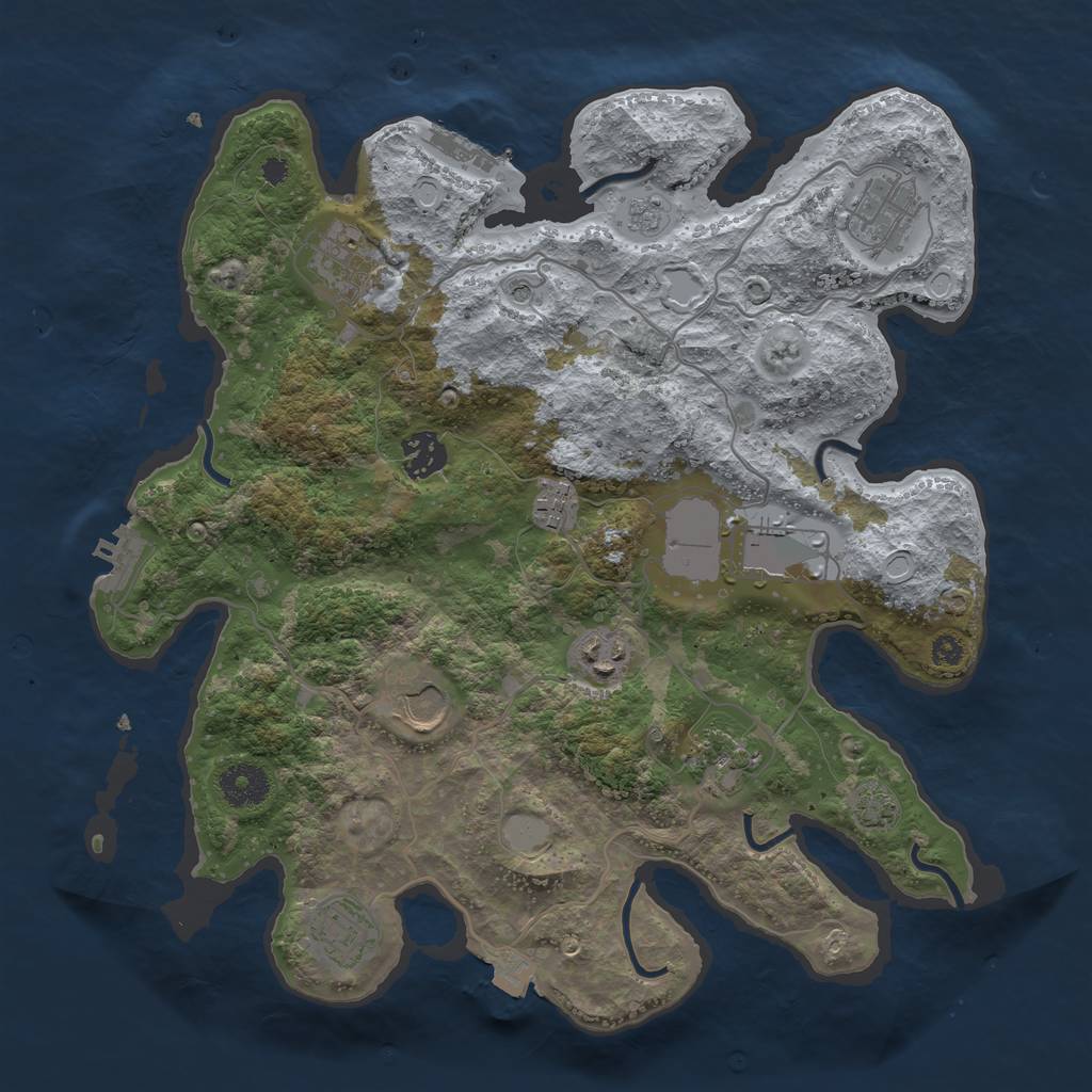 Rust Map: Procedural Map, Size: 3500, Seed: 659661272, 17 Monuments