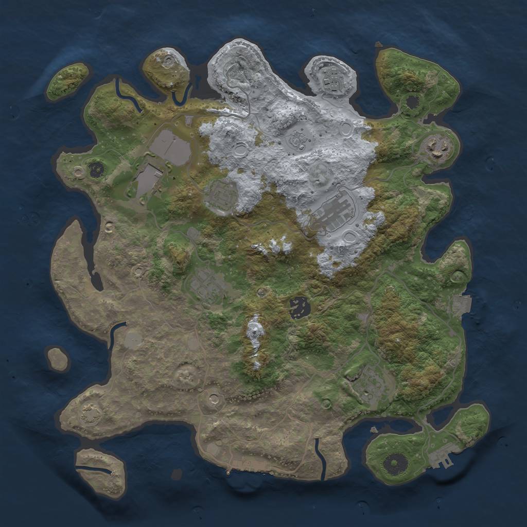 Rust Map: Procedural Map, Size: 3500, Seed: 206931055, 16 Monuments